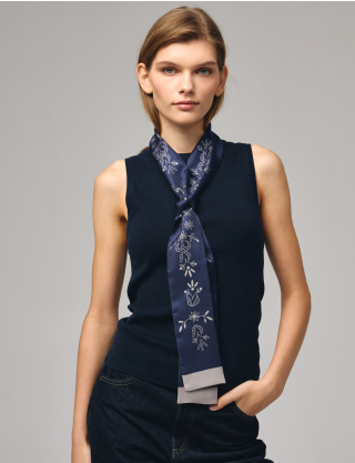 Картинка  Шовкова стрічка Twilly «Мереживо» Navy